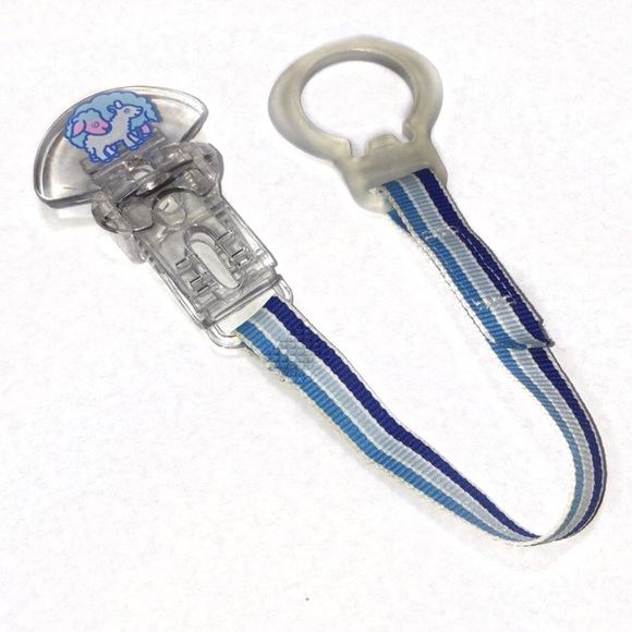 MAM Lamb Sheep Pacifier Leash Clip Striped Blue - Picture 1 of 8